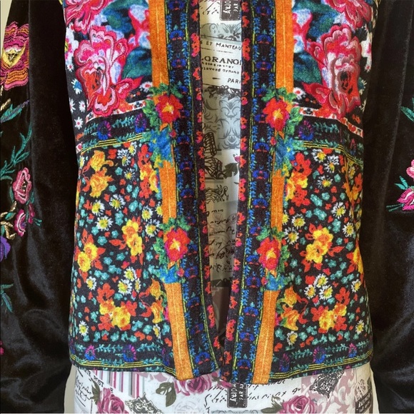RUBY YAYA Velvet embroidered jacket Size Medium M Romero floral beaded print - Picture 3 of 12